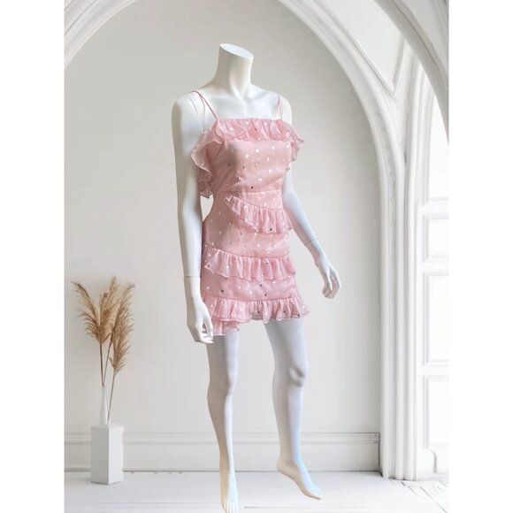 Lovers + Friends Pink Ruffle Trinity Mini Dress, size X Small - Picture 3 of 14